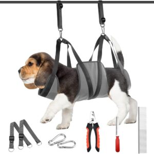 Dog Grooming Hammock Harness, Pet Grooming Kit Dog Sling for Nail Clipping Trimming, Dog Hammock Restraint Bag for Small Medium Breeds Ear/Eye/Hair Care (Medium)