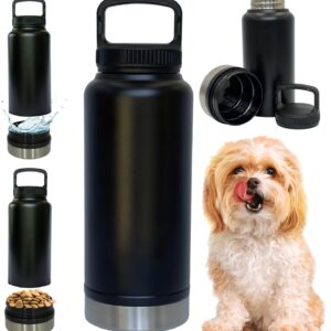 Dog Water Bottle -32oz Portable Drinking Dispenser for Dogs, Bowl Attached, Walking, Travel Accessories (UK Business)