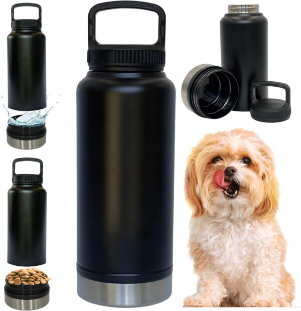 Dog Water Bottle -32oz Portable Drinking Dispenser for Dogs, Bowl Attached, Walking, Travel Accessories (UK Business)