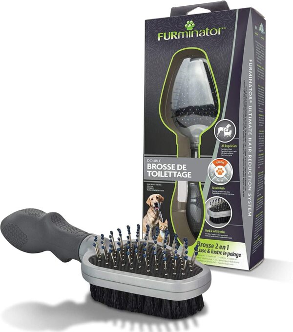 FURminator Dual Grooming Brush for Cats and Dogs