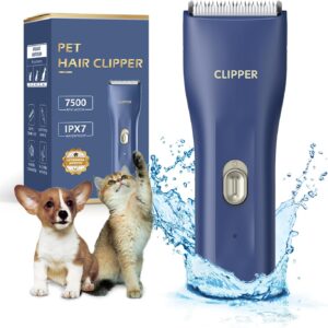 Favrison Dog Clippers Professional for Thick Hair,Powerful Electric Dog Hair Clippers Pet Grooming Kit with Detachable Blade,Cordless Cat Clippers for Small Pets(Blue)