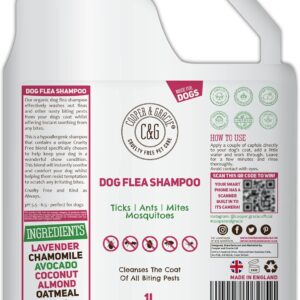 Flea Shampoo for Dogs 1 Litre - Sensitive Itchy Skin Dog and Puppy Grooming - Medicated Fleas Treatment