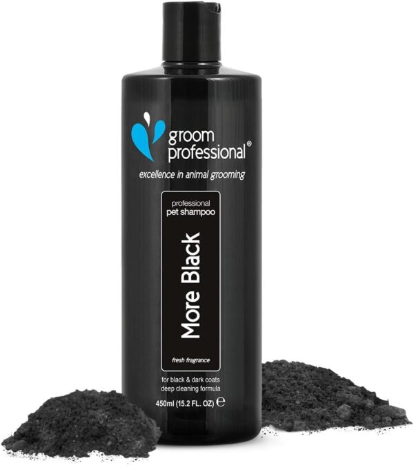 GROOM PROFESSIONAL More Black Dog Shampoo - Colour Enhancing Shampoo for Dogs - Perfect for Black or Dark-Coated Breeds - Deep Cleansing Formula for Smelly Dogs - Fresh Fragrance, 450ml