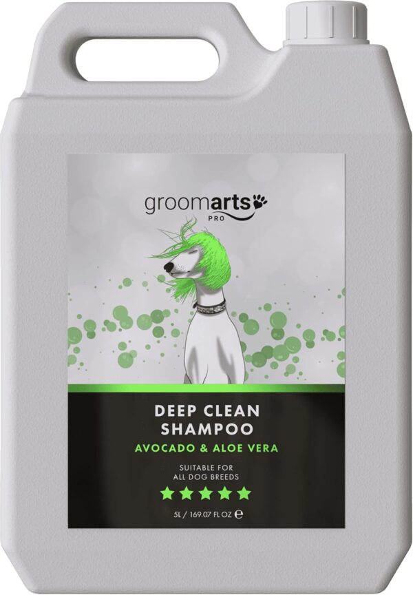 Groomarts Avocado & Aloe Vera Deep Clean Shampoo for Pet Professionals | Dog Shampoo | Puppy Shampoo | Deep Cleansing & Deodorising Wash with Avocado & Aloe Vera | 5L