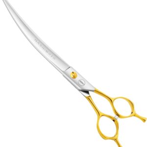 HASHIMOTO Curved Scissors for Large Dog Grooming,8.0 inches, Designed for Professional Groomers or Family DIY Use.