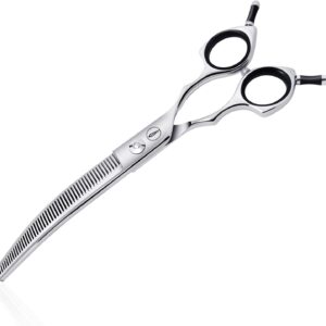 HASHIMOTO Curved Thinning Shears for Dogs,Curved Dog Thinning Shears for Grooming,50 Teeth,7.0 Inch,30% Thinning Rate,Light Weight.Designed for Pet Groomers or Family DIY Use.