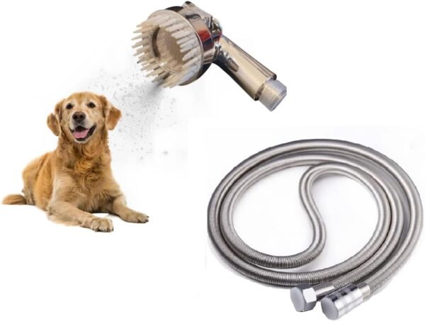 Hairstore Cat & Dog Bath Brush Scrubber Washing Sprayer Easy Bathing Grooming & Shedding Pet Shower with super flex 1.5 m long hose (1 modes setting-stop button)