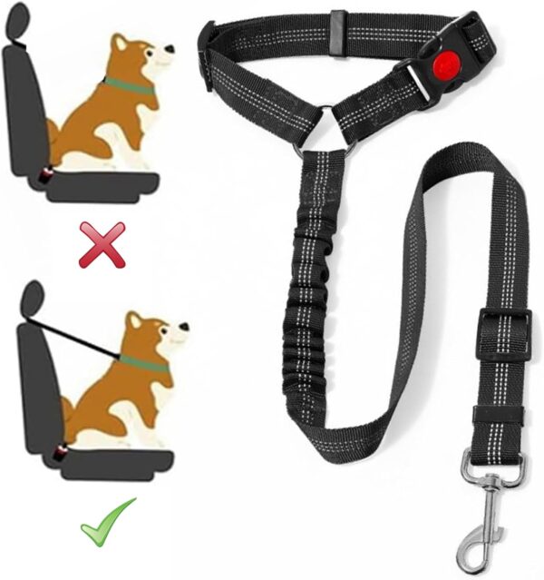 Headrest Dog Car Seat Belt, Adjustable With Elastic Bungee Buffer Durable Headrest Pet Seat Belt, Dog Car Harness With Anti-Shock Bungee, For Any Cars Vehicle Travel Accessories For Pets Cats Dogs