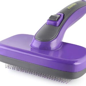 Hertzko Self Cleaning Slicker Brush - Ultimate Cat and Dog Grooming Solution - Ideal for Shedding, Short and Long Haired Cats and Dogs - Perfect Pet Hair Brush for Grooming and Brushing Needs