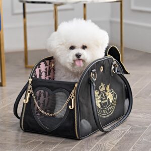 Juicy Couture Give Me Treats Pet Carrier - Stylish Black Travel Bag for Small Dogs and Cats