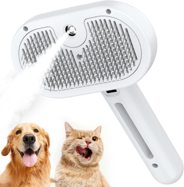 Katoggy Spray Cat Brush, Self Cleaning Dog Steam Brush, Easy To Clean, Remove Static Flying Hair Steam Grooming Brush for Cats and Dogs