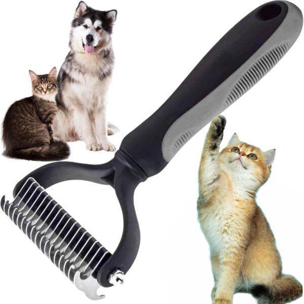 LAADI Deshedding Tool & Pet Grooming Brush for Dogs, Cat, Black - Dog Dematting tool, Groomi Tool for Dogs Cats,Dog Rake for Grooming,Dog Deshedding Brush,Dog Grooming Comb Removes Loose Undercoat