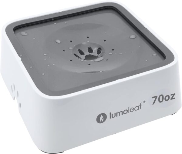 LumoLeaf Dog Water Bowl, 70oz/2L Dog Bowl Large Capacity No-Spill Pet Water Bowl, Non-Slip Slow Water Feeder Dispenser with Replacement Filter, Vehicle Travel Dog Water Bowl for Medium Large Dogs