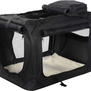 MOOL Lightweight Fabric Pet Carrier Crate for Dogs, Cats or Small Animals, Black