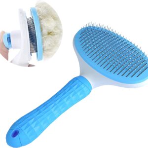 NATRUTH Cat Brush, Slicker Dog Brushes, Self Cleaning Slicker Brush for shedding- Removes 90% of Dead Undercoat and Loose Hairs, Suitable for Medium and Long Haired Dogs Cats