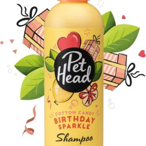 PET HEAD Dog Shampoo 300ml, Birthday Sparkle, Cotton Candy Fragrance, Shampoo for Dogs with Sensitive Skin, Dog Birthday Present, Vegan, Hypoallergenic, Natural, Gentle Formula for Puppies