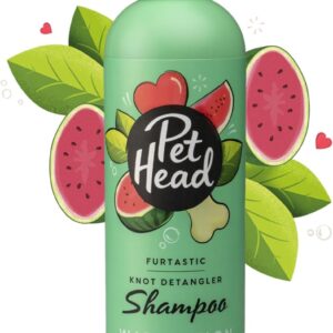 PET HEAD Dog Shampoo 300ml, Furtastic, Watermelon Scent, Knot Detangler, Best Dog Shampoo for Smelly Dogs, Care for Long, Tangly Curls & Coats, Professional Grooming, Vegan, Gentle Formula for Puppies