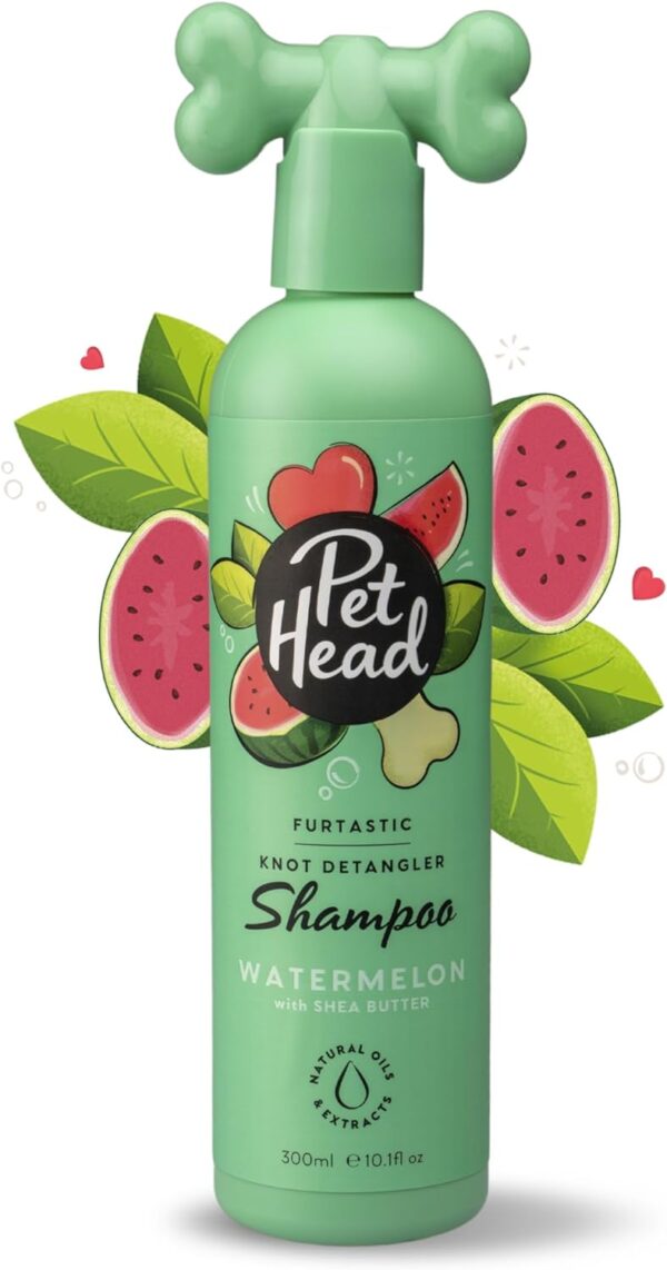 PET HEAD Dog Shampoo 300ml, Furtastic, Watermelon Scent, Knot Detangler, Best Dog Shampoo for Smelly Dogs, Care for Long, Tangly Curls & Coats, Professional Grooming, Vegan, Gentle Formula for Puppies