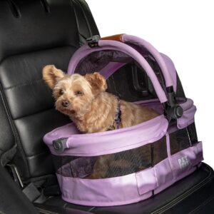 Pet Gear View 360 Ultra Lite Pet Safety Carrier & Car Seat for Small Dogs & Cats Push Button Entry, 15", Larkspur