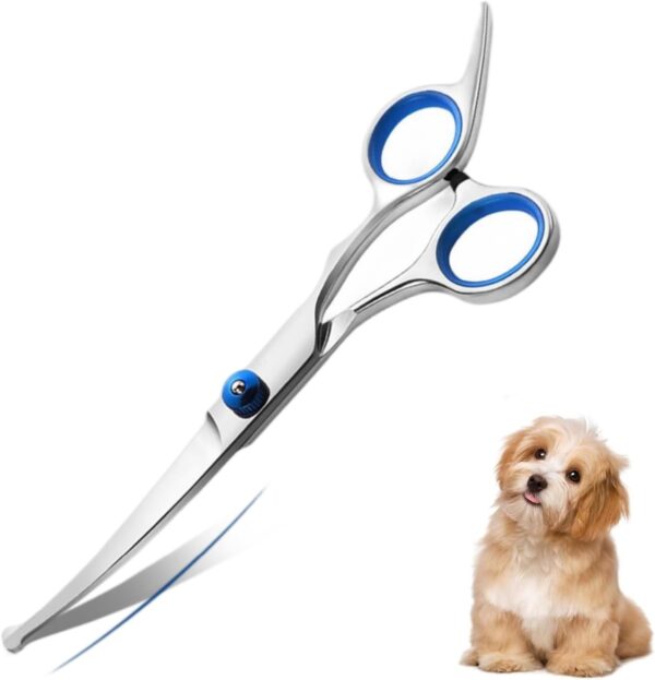 Pet Grooming Scissors, 6" Up Curved Dog Grooming Scissors Set with Safety Round Tip, Stainless Steel Pet Grooming Tools Dog Cat Hair Cutting Trimming Scissors