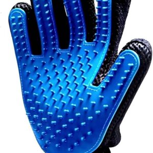 Pet Hair Remover Glove - Gentle Pet Grooming Glove Brush - Deshedding Glove - Massage Mitt with Enhanced Five Finger Design - Perfect for Dogs & Cats with Long & Short Fur - 1 Pack (Right-Hand), Blue