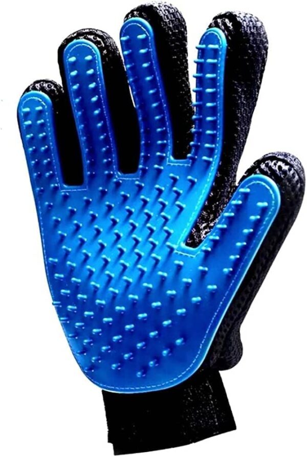 Pet Hair Remover Glove - Gentle Pet Grooming Glove Brush - Deshedding Glove - Massage Mitt with Enhanced Five Finger Design - Perfect for Dogs & Cats with Long & Short Fur - 1 Pack (Right-Hand), Blue