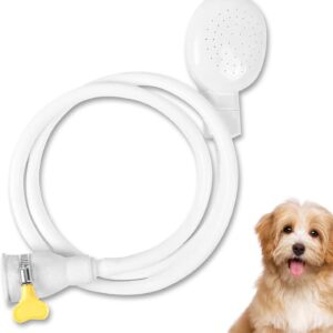 Pet Shower Hose Head - Single Tap Attachment with Secure Fit Clamp - Portable Dog Shower Sprayer - 1.3m Hose for Washing Pets and Grooming - Bath Sink Spray Attachment