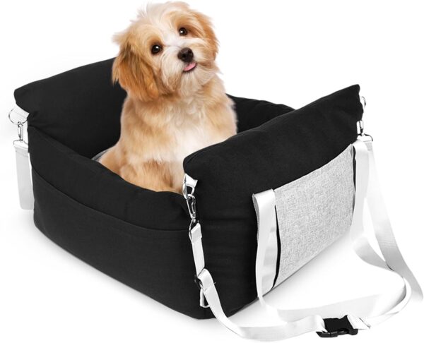 Petyoung Dog Car Seat for Small Medium Dog, Water-Resistant Dog Booster Seat Dog Bed with Safety Leash for Car, Small Pets Travel Carrier Bag with with Removable Mat