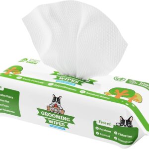 Pogi's Dog Grooming Wipes - 100 Dog Wipes for Cleaning and Deodorising - Plant-Based, Hypoallergenic Pet Wipes for Dogs, Puppy Wipes - Quick Bath Dog Wipes for Paws, Butt, & Body - Fragrance Free