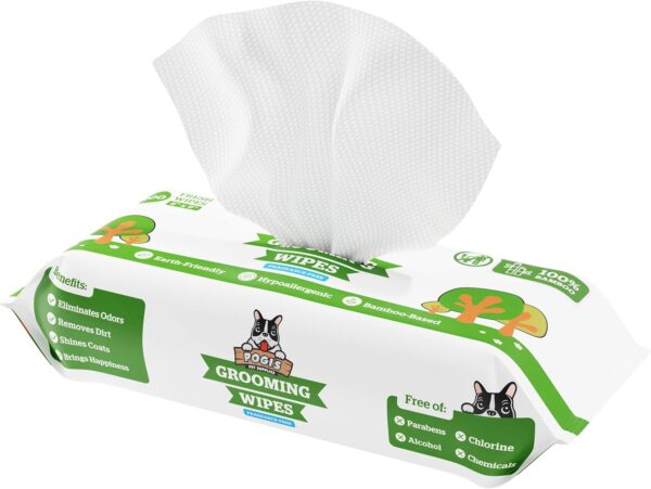 Pogi's Dog Grooming Wipes - 100 Dog Wipes for Cleaning and Deodorising - Plant-Based, Hypoallergenic Pet Wipes for Dogs, Puppy Wipes - Quick Bath Dog Wipes for Paws, Butt, & Body - Fragrance Free