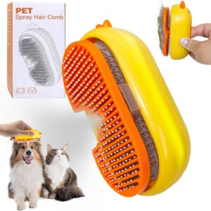 QSMYUYE Steam Cat Brush, 3 In 1 Steam Cat Grooming Brush Self Cleaning Steam Brush for Cats, Pet Steam Brush Cat with Spray Massage Hair Removal, Cat Steam Brush for Removing Tangled and Loosse Hair