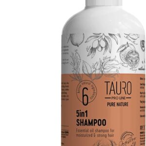 Tauro ProLine Pure Nature 5in1 Moisturising Shampoo for Dogs and Cats Sulfate Parabens SLS Free Natural Composition Grooming Product With Essential Oils For Gentle Coat & Skin Deep Hydration