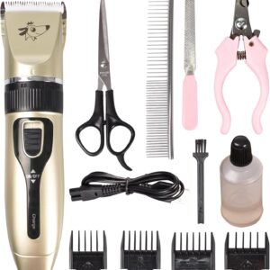 True Face Dog Grooming Kit Pet Clippers for Dogs Low Noise Clipper Rechargeable Cordless Pet Clipper Dogs Hair Trimmer Electric Shaver for Dogs Cats