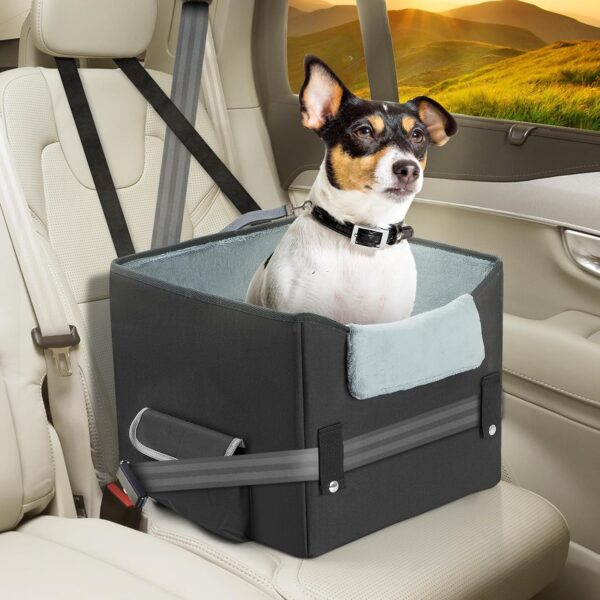 UNICITII Dog Car Seat for Small Dogs, Elevated Dog Booster Seat Pet Travel Carrier for Car with Adjustable Straps Raised Pet Car Booster Seat for Small Dogs Cats