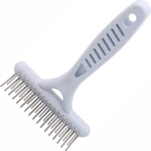 Undercoat Rake Dog Grooming Brush Dematting Self Cleaning Slicker Brush Puppy Brush Double Row Teeth Pin Metal Comb De-Shedding Tool Removes Loose Hair Tangled Knot Detangling Small Cats Pet Cockapoo