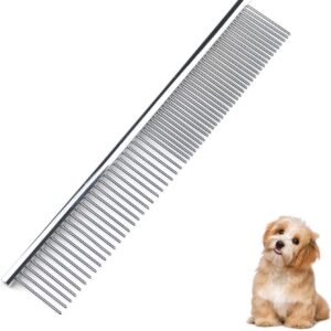 lumcov Metal Pet Comb,Poodle care deshedding tool,Pet Grooming Comb for removing tangles and knots(6.7inch)