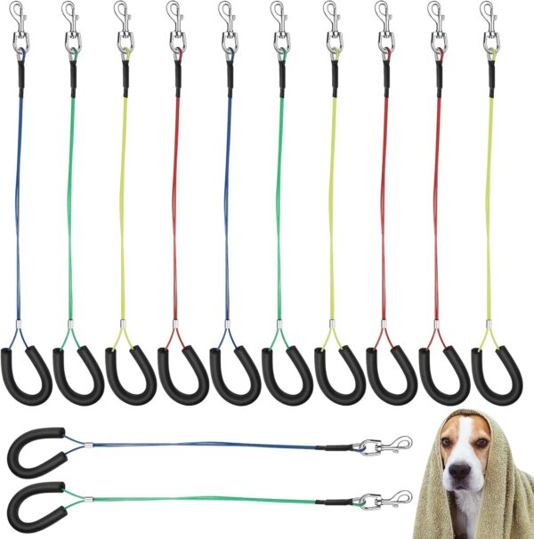 12 Pcs Dog Grooming Loop Noose Dog Grooming Restraint Loop Grooming Loops for Dogs Groomers Long Noose for Pet Grooming Table Dog Bath Tub Medium Large Small Dog Bathing Station, 4 Colors