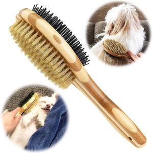 Grooming Brush for Dog & Cat, 2 in 1 Dog Pin Brush and Bristle Soft Brush, Dogs Comb and Brush for Cleaning Loose Fur & Dirt, Msuitable for Long and Short-haired Dogs or Cats