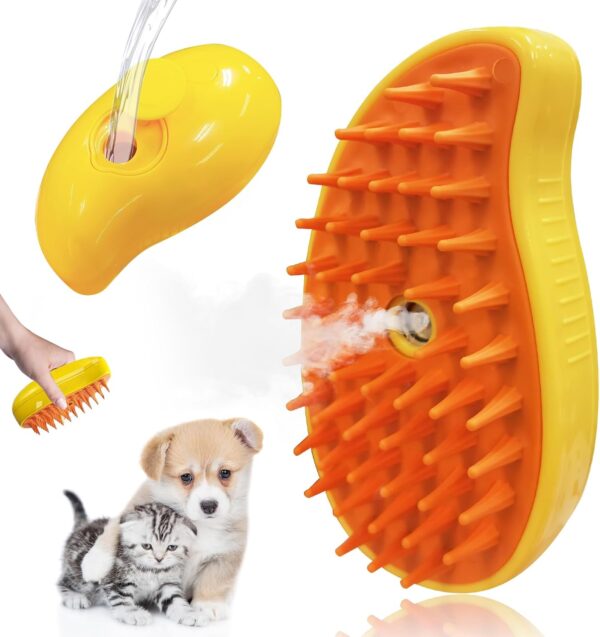 Steam Cat Brush, 3 in 1 Cat Steam Brush, Self Cleaning Steam Brush for Cats & Dogs, Pet Spray Massage Comb Grooming Brush for Removing Tangled and Loose Hair