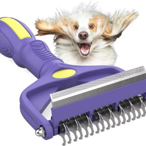 3 in 1 Upgraded Dematting Brush for Pets - Undercoat Deshedding Rake for Dogs and Cats with Thick Hair, Pet Grooming Rake