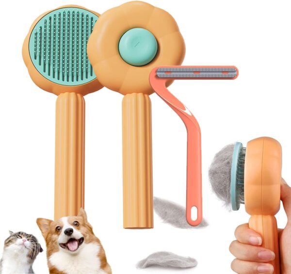 2Pcs Cat Brush,Dog Brush,Cat Brush For Short Haired Cats,Cat Brushes For Long Haired Cats,Cat Grooming Brush,Pet Brush,Pet Hair Cleaner Brush Easy Removal Of Loose And Tangled Pet Hair