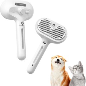 Cat Brush with Steam Portability Dog Brush Cat Steam Brush Furry Pet Steamy Cat Brush Suitable for Both Long and Short-Haired Pets Steam Brush Cat Hair Easy Brush Cat Brush for Shedding - White