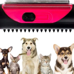 Dog Brush Cat Brush Grooming Comb, 3-in-1 Deshedding and Undercoat Brush, Pet Dematting Comb, Pet Grooming Tool with Cleaning Button for Cat Dog Horses Shedding Brush (Pink)