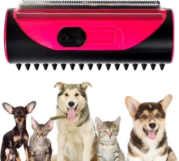 Dog Brush Cat Brush Grooming Comb, 3-in-1 Deshedding and Undercoat Brush, Pet Dematting Comb, Pet Grooming Tool with Cleaning Button for Cat Dog Horses Shedding Brush (Pink)