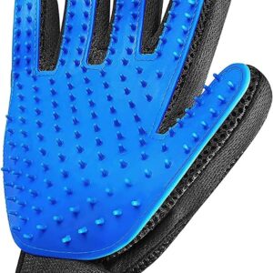 DERDOUT Pet Beauty Gloves - Suitable for dogs and cats. Gentle hair removal brush, massage tool, efficient pet hair removal tool, very suitable for long and short hair, right hand only (blue)