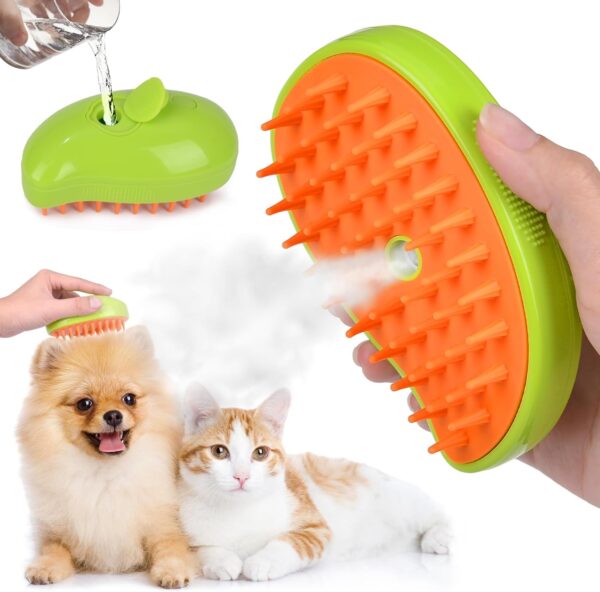 Steamy Cat Brush, 3 in1 Cat Steam Brush, Cat Grooming Brush, Self Cleaning Steam Cat Brush for Massage, Steam Pet Brush for Removing Tangled and Loosse Hair