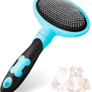 Pleasantsong Dog Brush Cat Brush, Dog Brushes for Grooming, Dog Cat Comb with Handle for Short/Long hair, Pet Brush with Self Cleaning Button for Removing Undercoat, Loose Fur & Dirt