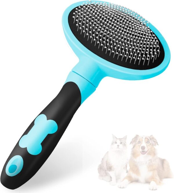 Pleasantsong Dog Brush Cat Brush, Dog Brushes for Grooming, Dog Cat Comb with Handle for Short/Long hair, Pet Brush with Self Cleaning Button for Removing Undercoat, Loose Fur & Dirt