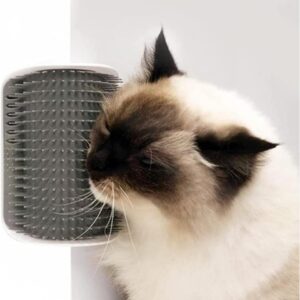 Cat Self Groomer,Soft Cat Wall Corner Massage Comb Grooming Tool,Pet Wall Corner Groomers,Pet Grooming Massage Scratcher Comb,Cats Grooming Brush Scratcher and Brush,for Long Short Fur Cats(Grey)