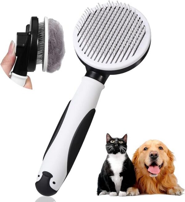 Vinabo Dog Brush Cat Brush Grooming Comb,Cat Comb Dog Grooming Brush Pet Brush,Pet Grooming Tool with Cleaning Button for Short/Long Cat Dog Shedding Tools Cat Dog Massage Clean Tangled Brush(Black)